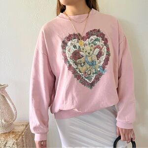 Vintage 1990s Coquette Teddy Bear Sweatshirt sz L